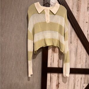 Eesome Green and Cream Striped Sweater